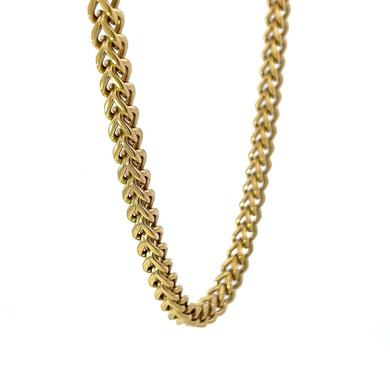 Luenzo 5mm 18k Gold Plated Long Stainless Steel Franco Link 24'' Necklace 