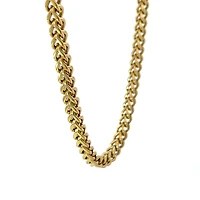 Luenzo 5mm 18k Gold Plated Long Stainless Steel Franco Link 24'' Necklace 