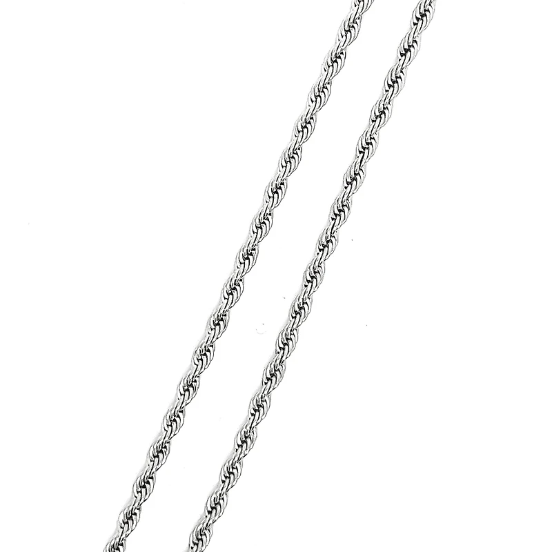 Luenzo 4mm Stainless Steel Rope Chain 24" Necklace