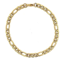 Luenzo Stainless Steel 5mm Gold Plated Figaro Link Bracelet