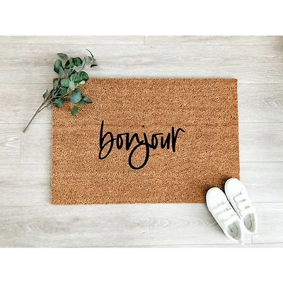 Tapis d’entrée en coco Bonjour