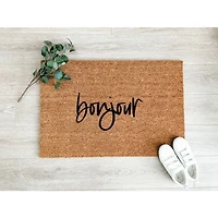 Tapis d’entrée en coco Bonjour