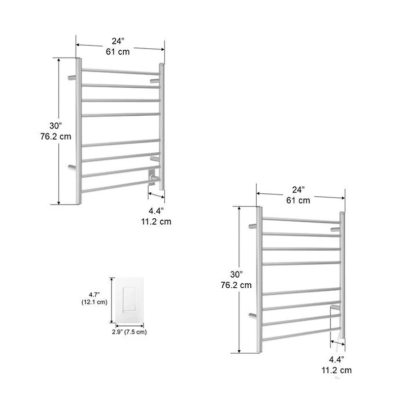 Prestige Dual 8-Bar Hardwired and Plug-in Towel Warmer in Brushed Stainless Steel with WiFi Timer