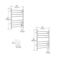 Prestige Dual 8-Bar Hardwired and Plug-in Towel Warmer in Brushed Stainless Steel with WiFi Timer