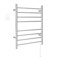Prestige Dual 8-Bar Hardwired and Plug-in Towel Warmer in Brushed Stainless Steel with WiFi Timer