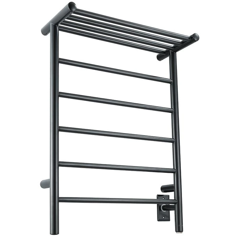 Miazzo 5-Bar Electric Wall Mount Plug-In and Hardwire Towel Warmer with Shelf and Wall Timer in Matte Black