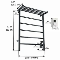 Miazzo 5-Bar Electric Wall Mount Plug-In and Hardwire Towel Warmer with Shelf and Wall Timer in Matte Black