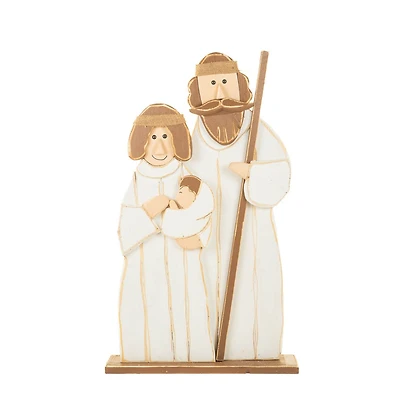 White and Brown Wood Nativity Ornament