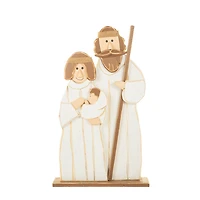 White and Brown Wood Nativity Ornament