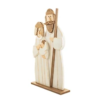 White and Brown Wood Nativity Ornament