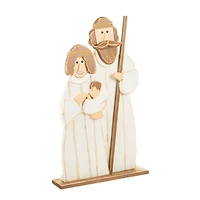 White and Brown Wood Nativity Ornament