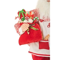 Large Candycane Red and White Cloth Chef Santa Figurine Ready To Cook