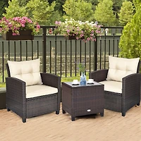 Set of 3 Patio Rattan Furniture Set