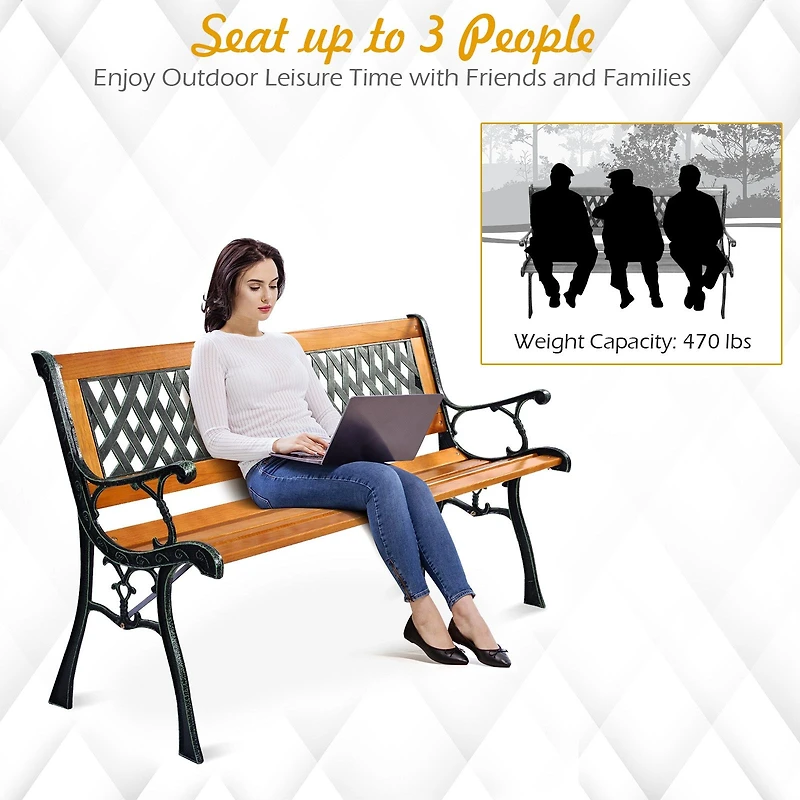 Banc de jardin en fonte d'extérieur