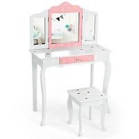 Kids Princess Vanity Table and Stool Set