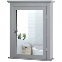 Bathroom Mirror Cabinet Wall Mounted Adjustable Shelf Medicine Storage - Gray