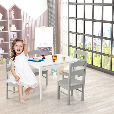 Ensemble de 5 pièces pour enfants en bois, mobilier de salle de jeux, cadeau - Blanc