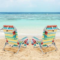 1 Piece Foldable Backpack Beach Chair, Cup Holder and Storage Pockets for Outdoor