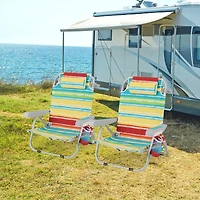1 Piece Foldable Backpack Beach Chair, Cup Holder and Storage Pockets for Outdoor