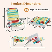 1 Piece Foldable Backpack Beach Chair, Cup Holder and Storage Pockets for Outdoor