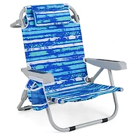 1 Piece Foldable Backpack Beach Chair, Cup Holder and Storage Pockets for Outdoor