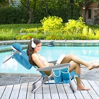 1 Piece Foldable Backpack Beach Chair, Cup Holder and Storage Pockets for Outdoor