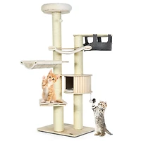77.5-Inch Cat Tree Condo Multi-Level Kitten Activity Tower, Sisal Posts - Cream White
