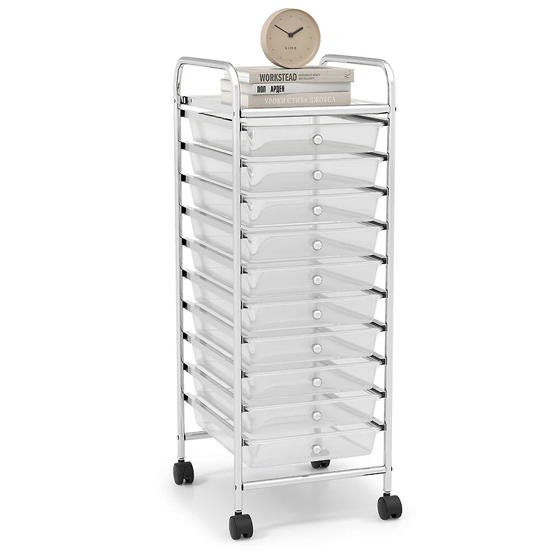10 Drawer Rolling Storage Cart Organizer, 4 Universal Casters