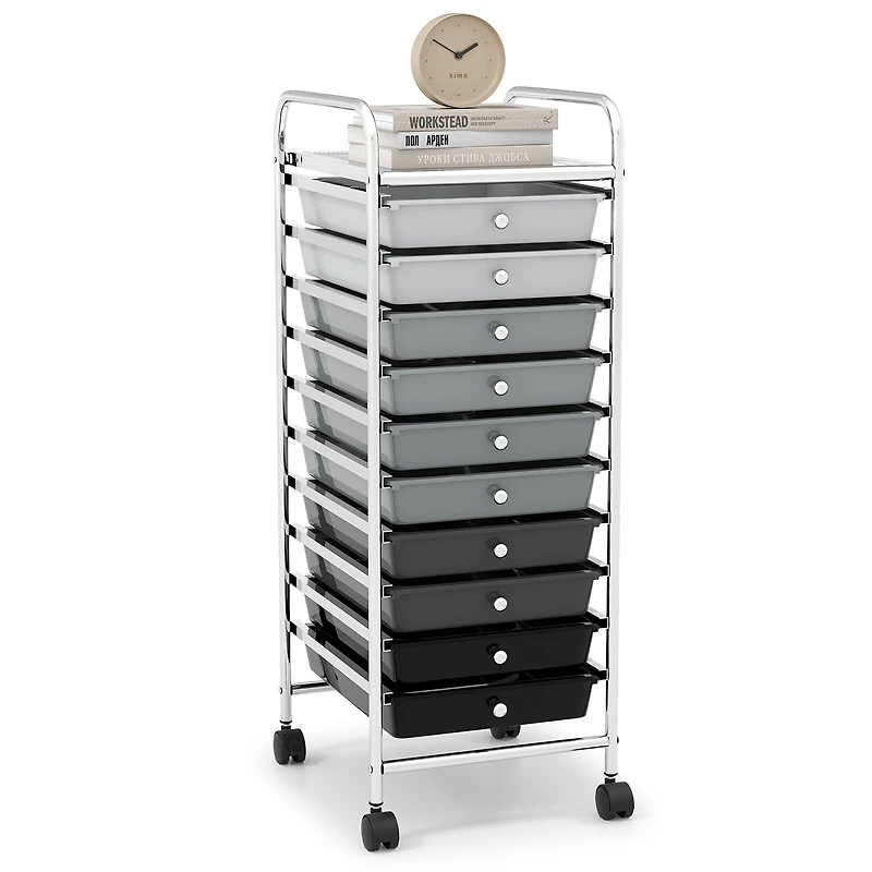 10 Drawer Rolling Storage Cart Organizer, 4 Universal Casters