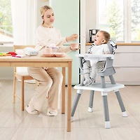 Chaise haute évolutive pour bébé 6-en-1 - Gris et blanc
