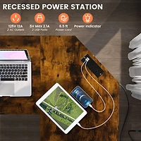 L Shaped Computer Desk with 2 Outlets and 2 USB Ports