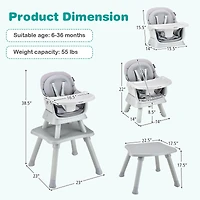 6-in-1 Convertible Baby High Chair - Gray