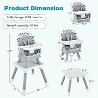 6-in-1 Convertible Baby High Chair  - Gray & White