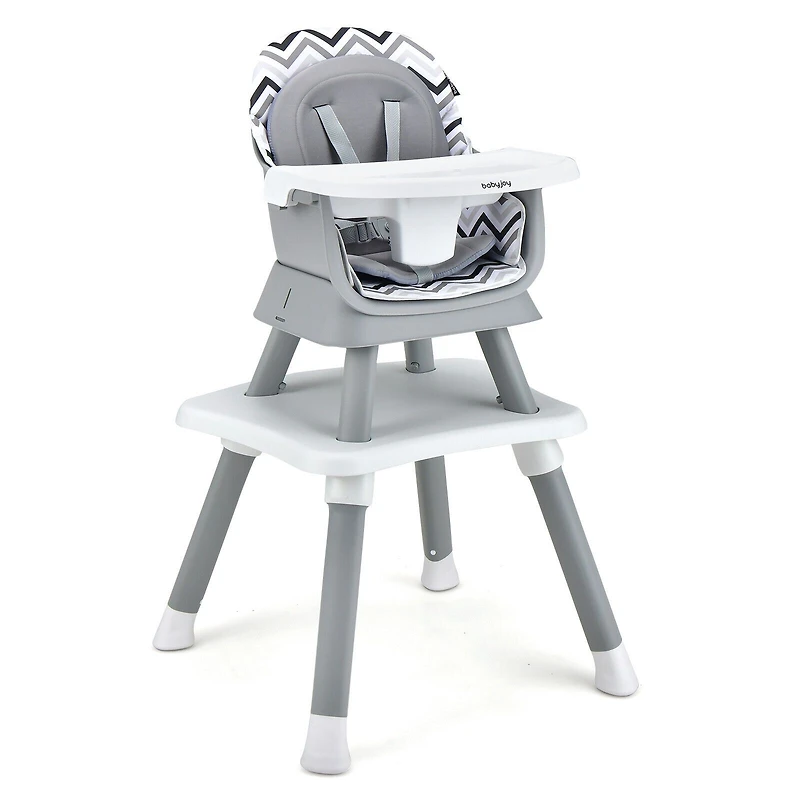 6-in-1 Convertible Baby High Chair  - Gray & White