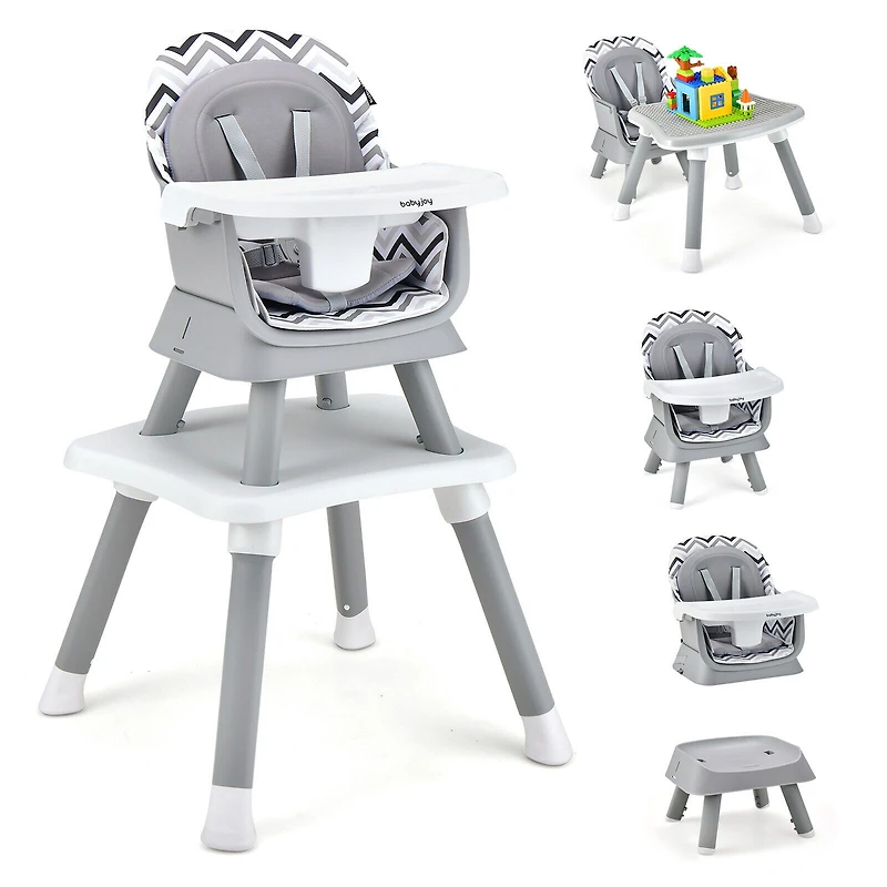 6-in-1 Convertible Baby High Chair  - Gray & White