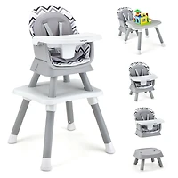 6-in-1 Convertible Baby High Chair  - Gray & White