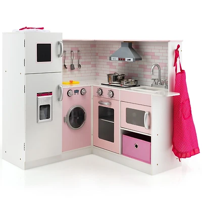 Corner Play Kitchen Wooden Toy Set, Sound and Light