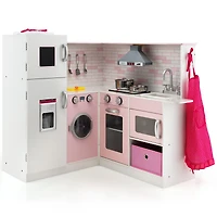 Corner Play Kitchen Wooden Toy Set, Sound and Light