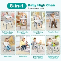 6-in-1 Convertible Baby High Chair  - Gray & White