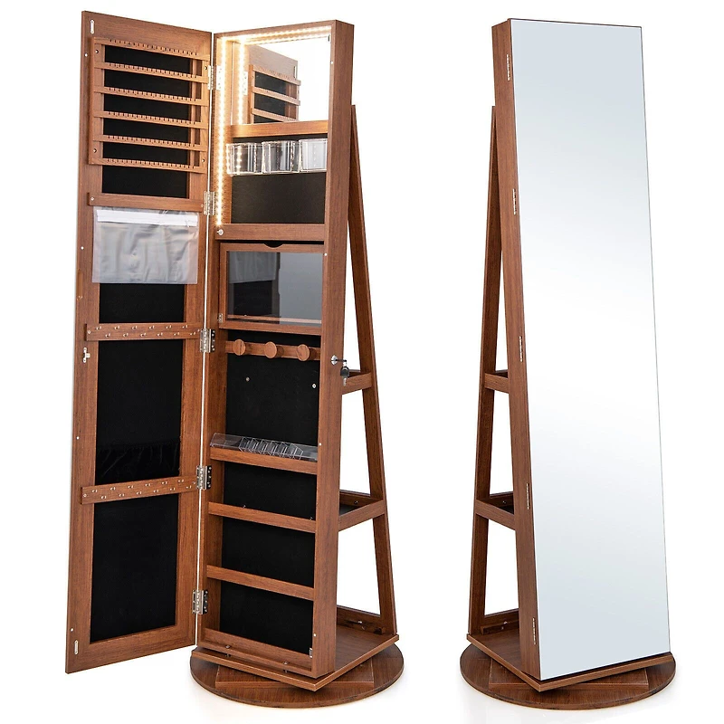 360° Rotating Mirrored Jewelry Cabinet