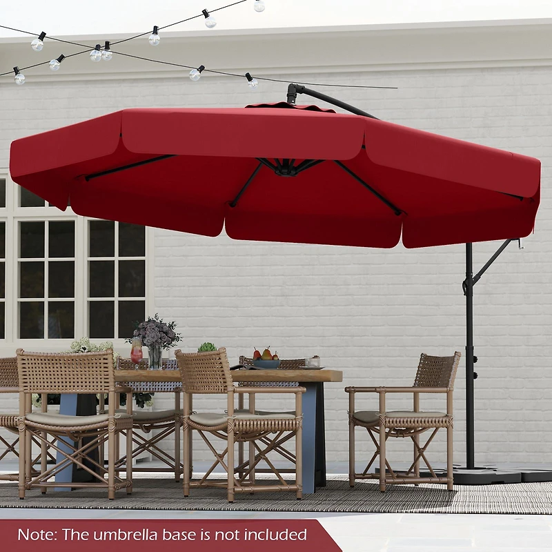 10 Feet Patio Cantilever Umbrella, Cover Tilt Adjustment and Ruffled Edge - Wine