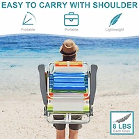 Ensemble de 2 chaises plage pliantes à dossier, inclinables d'extérieur 5 positions, coussin