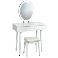 Coiffeuse maquillage avec écran tactile et tabouret