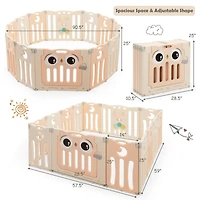 14-Panel Baby Playpen Kids Activity Center Foldable Play Yard, Lock Door - Pink