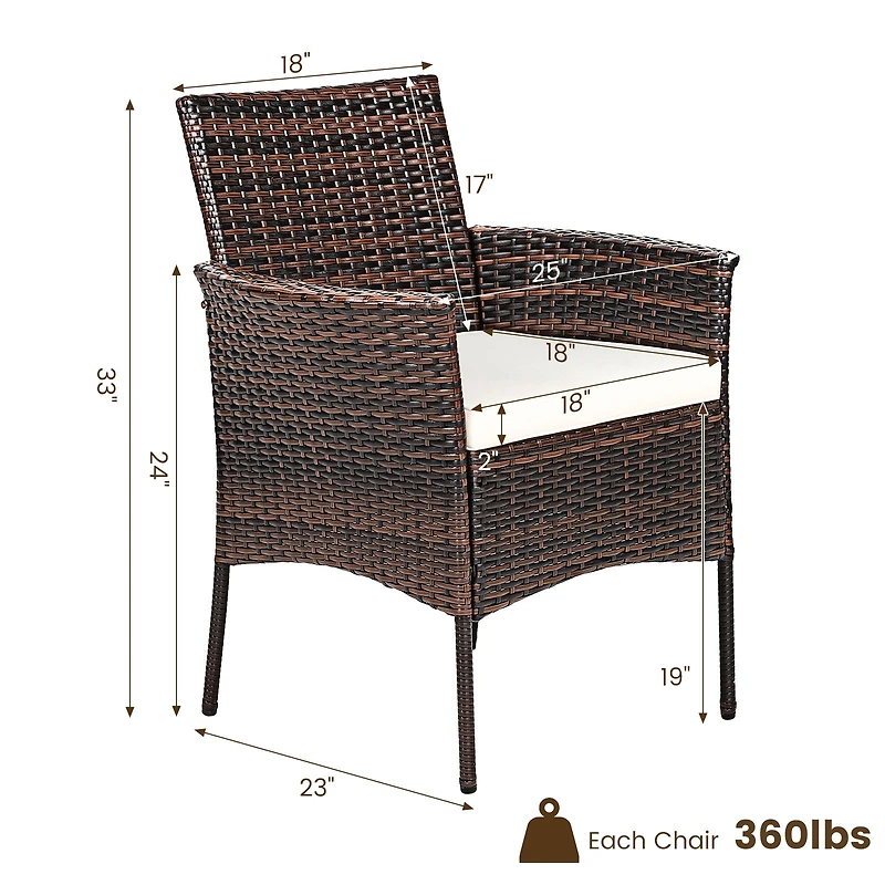 2-Piece Outdoor PE Rattan Armchairs, Removable Cushions