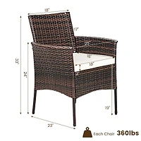 2-Piece Outdoor PE Rattan Armchairs, Removable Cushions