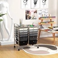 12-Drawer Rolling Storage Cart with Removable Drawers and Lockable Wheels