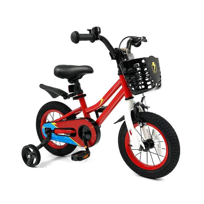 12" Kids Bike Children Bicycle, Training Wheels for 3-4 Years Old - Red