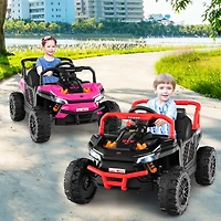 12V Kids Ride on Truck Off-Road UTV, Parental Remote and Lights - Black