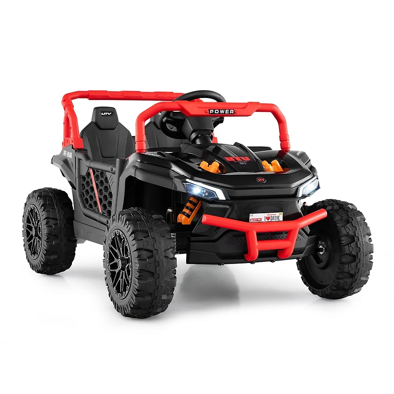 12V Kids Ride on Truck Off-Road UTV, Parental Remote and Lights - Black